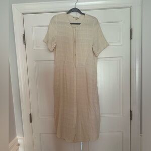 EVIDNT Maxi button down cream short sleeve dress size S